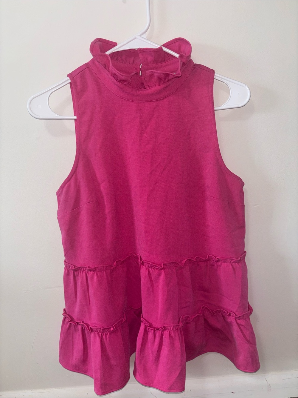 Women’s Sleeveless Ruffle Tiered Top - Fuchsia Pink